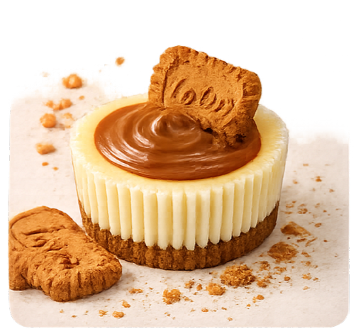 Lotus Biscoff: mini cheesecake met Lotus-crème en koek